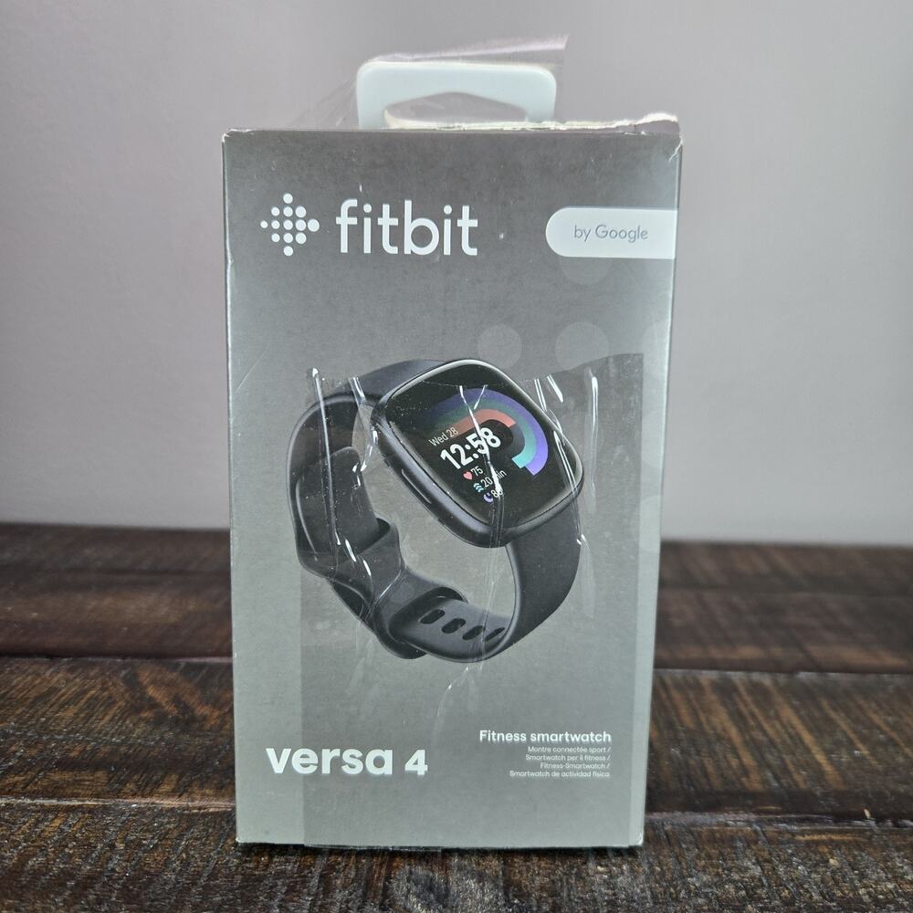 Fitbit Versa 4 Fitness Smartwatch Graphite Aluminum Black Band Small & Large